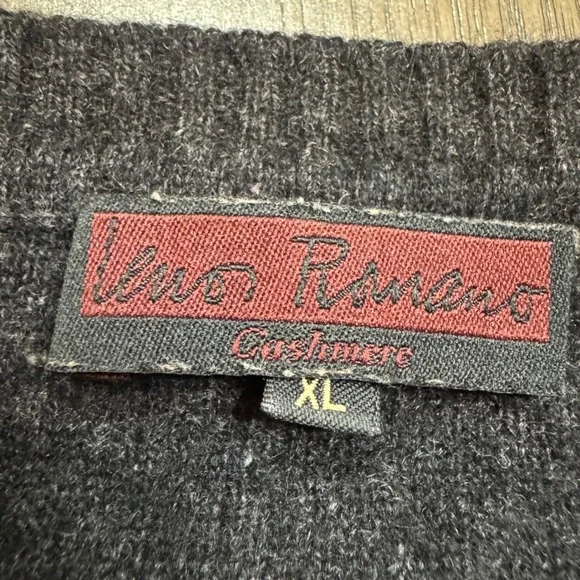 Men's Lenor Romano 100% Cashmere‎ Sweater XL Plaid Knit Crew Neck Mongolia - Picture 6 of 11